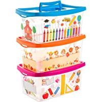 Cajas para niños- transparentes- con tapa y asa- 4 litros- 3 unidades